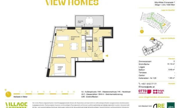 Thumbnail: First occupancy at the Village: 2-room apartment with balcony for rent